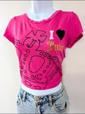 Juicy Couture Y2K Pink Velvet Crown T-Shirt